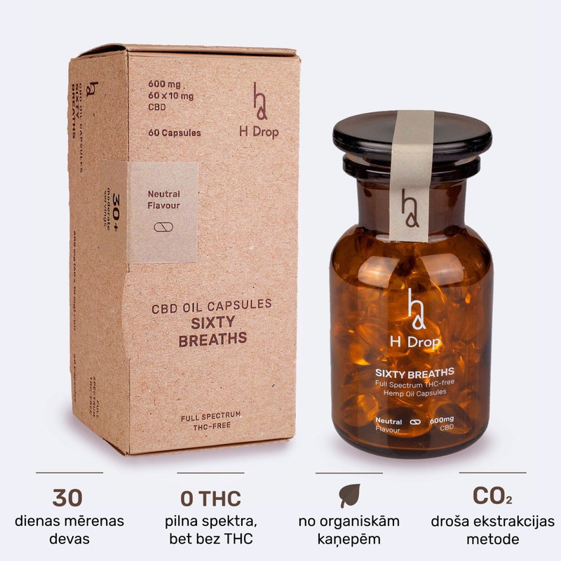 Sixty Breaths - 60 kapsulas ar 10mg CBD (600mg)